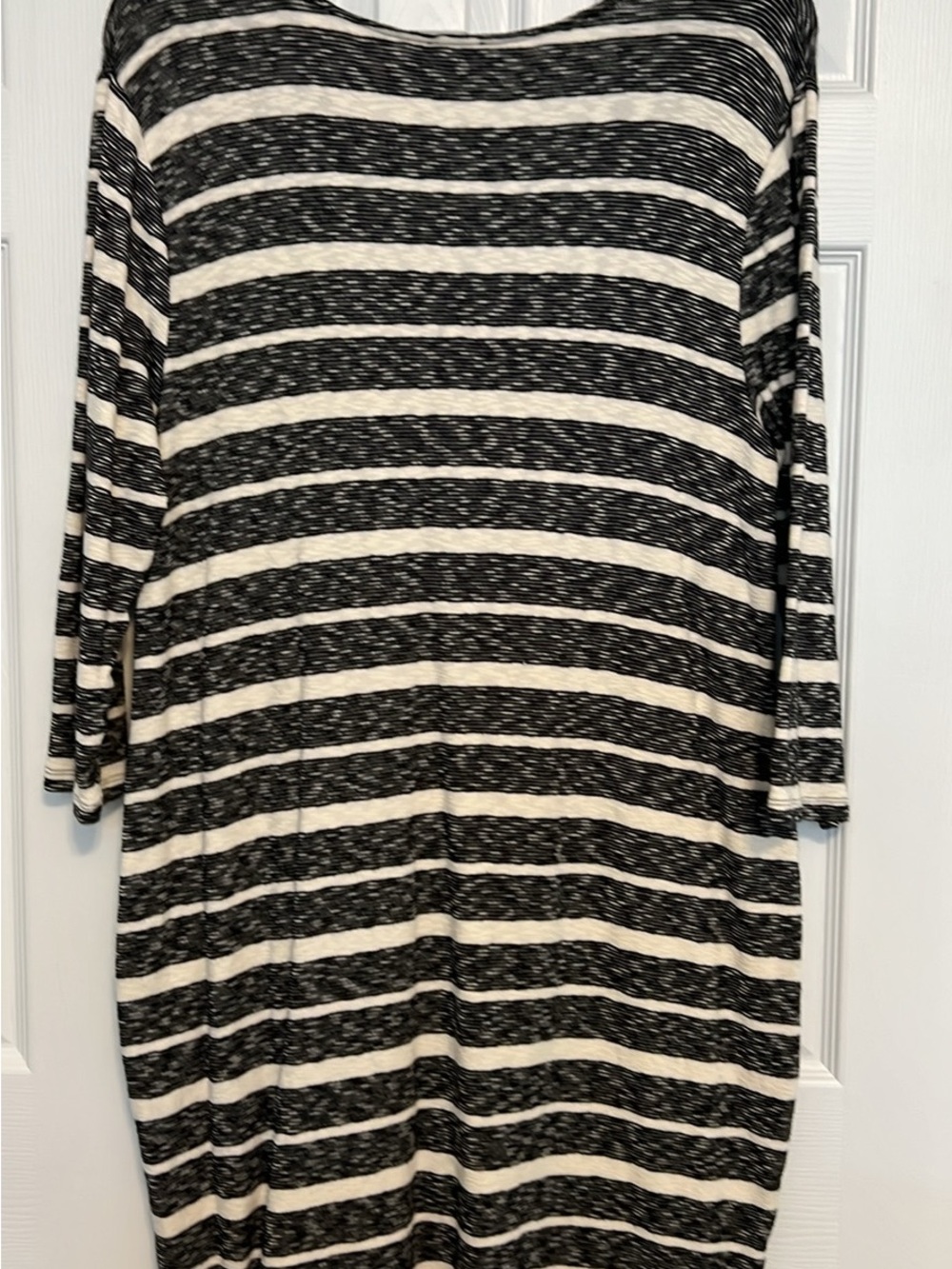 Chico's Black and Cream Striped Knit Dress
